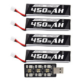 Blomiky Paquete De 4 Baterías Lipo 1s 3.8v 450mah 80c Con .