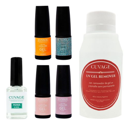 Kit X4 Esmaltes Cuvage Gel Led Uv + Primer + Removedor 120ml