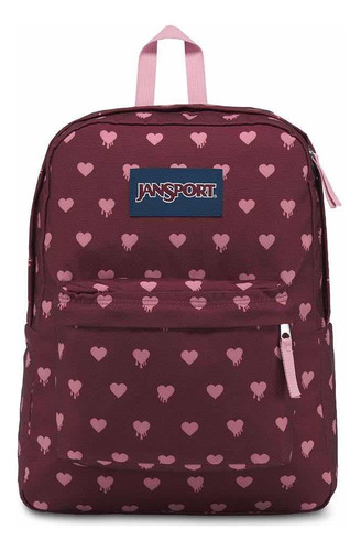 Mochila Jansport Superbreak Bordo Con Corazones 25l