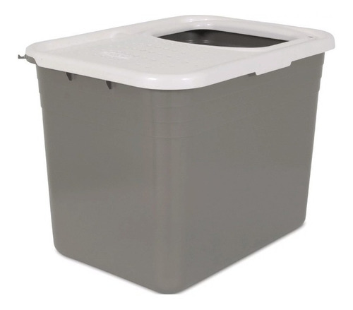 Caja De Arena Para Gatos Petmate Top Entry Litter Box Color Gris