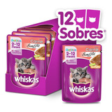 Whiskas Alimento Húmedo Sobrecito Gatitos Carne Soufflé 12un