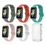 5 Correa Silicona Compatible Con Huawei Band 7 + Funda Case