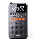 Radio Fm Portátil Recargable Negra Con Bluetooth, 500mah