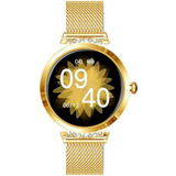 Relógio Smartwatch Feminino Classic Bracelete Dourado