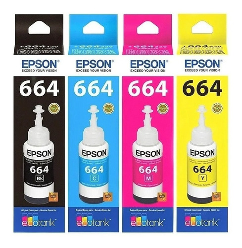 Kit Tintas Epson 664 Originales Pack X4 L220 L210 L355 L1300