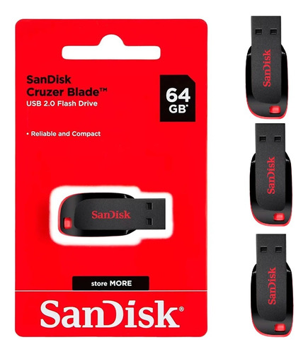 Armazenamento Externo 64gb Sandisk Flash Drive - 3 Uni.