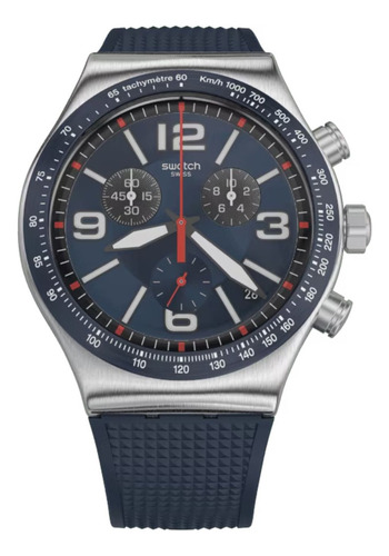 Reloj Swatch Hombre Azul Blue Grid Yvs454 Malla Silicona Wr