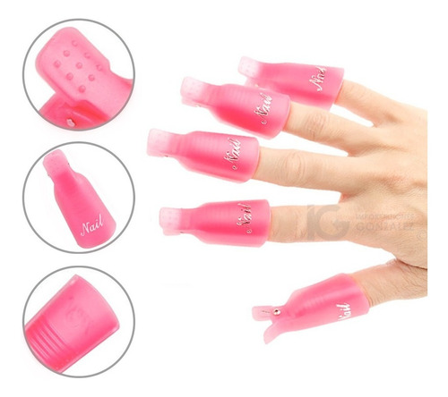 Pinzas Plásticas Retiradoras De Acrílico O Gelish 10 Piezas Larga Duración Color Fucsia