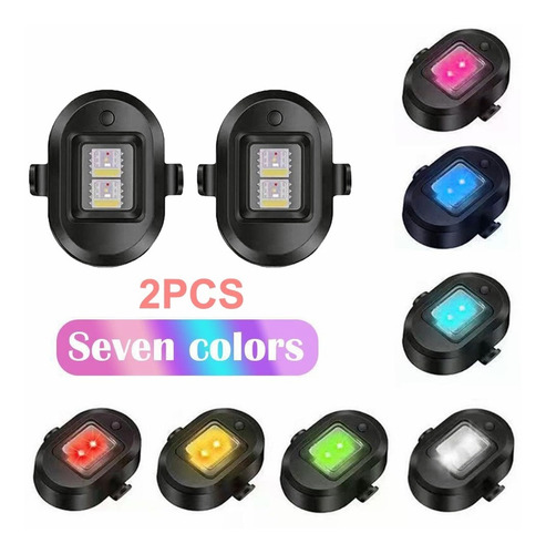 Luz Led Estrobo Con Iman Para Moto Bici Dron 7 Colores 2pk