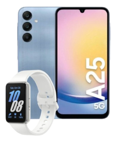 Kit Samsung A25 Azul + Relógio Samsung Fit3 Prata