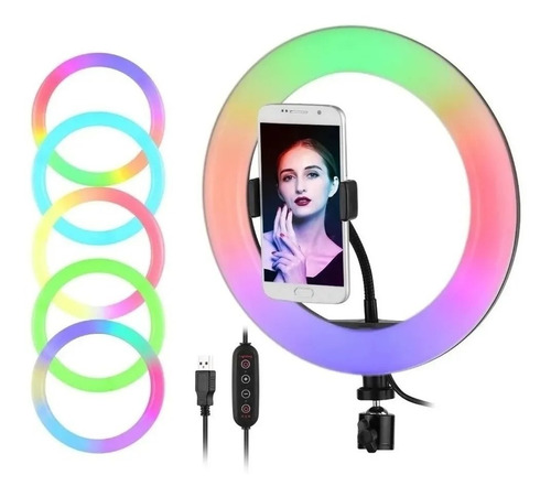 Iluminador Ring Light Rgb Led 33cm 13 Polegada +tripé 2.00m