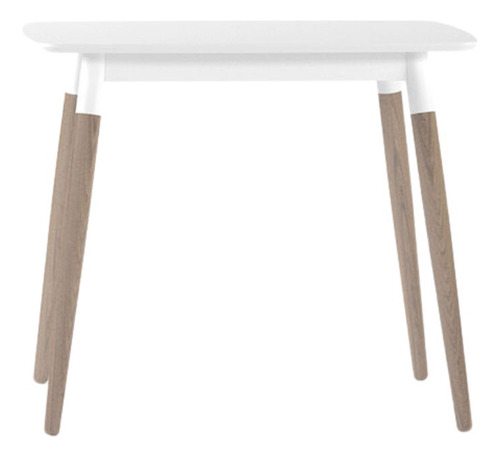 Mesa De Comedor Diseño Japandi Madera Tabaco - Lacar 90cm Color De La Tapa Blanco