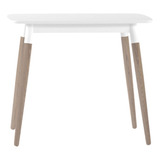 Mesa De Comedor Diseño Japandi Madera Tabaco - Lacar 90cm Color De La Tapa Blanco