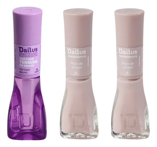 Kit 2 Esmaltes Dailus Taça De Cristal E Top Brilho 7ml