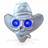 Caveira Cowboy Caminhão Olho De Led Azul 24v