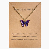 Collar Mariposa Acero Quirurgico Violeta  Make A Wish 