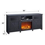 Mueble De Tv 80p Con Chimenea Electrica Negro Jxqtlingmu 