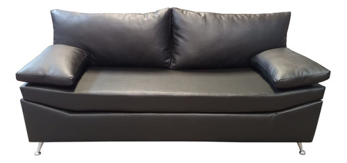 Sillon Sofa 3 Cuerpos Premium En Ecocuero Patas Cromadas