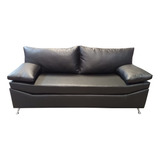 Sillon Sofa 3 Cuerpos Premium En Ecocuero Patas Cromadas