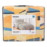 Quilt Coordoba 2 Plazas Marca Mashini Color Amarillo Estampado Kailua