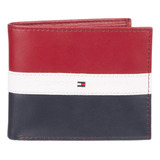 Cartera Tommy Hilfiger De Piel Con Bloqueo Rfid Rojo/azul Ma