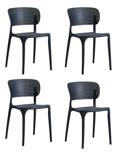 Pack 4 Silla Jardin Comedor Terraza Moderna Apilables