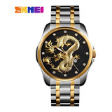 Reloj De Hombre Skmei Quartz Waterproof Date Color Del Fondo Silver Gold Black