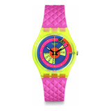Reloj Swatch So28j700 Shades Of Neon Color De La Correa Rosa Color Del Bisel Amarillo Color Del Fondo Multicolor