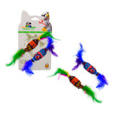 Juguete Mordedera Para Mascota Perro Gato Plumas Colores 2