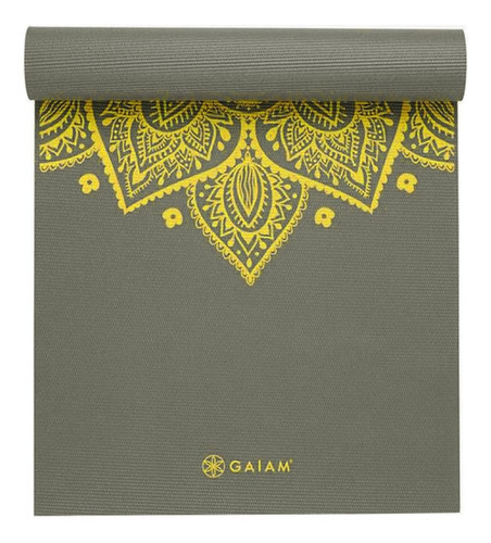 Tapete Yoga Gaiam Premium Mat Pvc Impreso 6mm Color Gris Amarillo