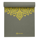 Tapete Yoga Gaiam Premium Mat Pvc Impreso 6mm Color Gris Amarillo