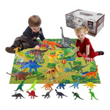 Bonecos De Dinossauro Jogo Simulação Com Tapete 24pcs