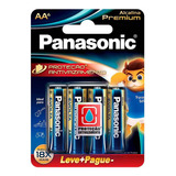 Pilha Alcalina Premium Panasonic Aa Pequena 06 Unidades 