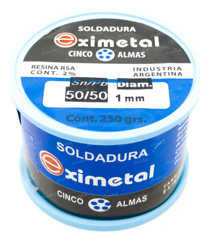 3 Rollos Estaño 50/50 250gr 1/4kg Eximetal Diametro 1mm