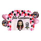 Kit Decoracion Fiesta Globos Nezuko Kamado Demon Slayer 79p