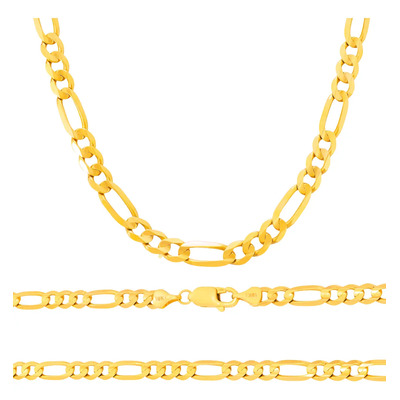 Cadena Figaro 3x1 Dorada Oro 10k 55cm 6mm Italy Unisex Color Dorado | Meses sin interés