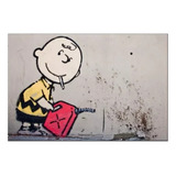 Poster Quadro Em Mdf Banksy Charlie Brown Arte 65x44cm