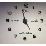 Reloj De Pared 3d Con Frase Tamaño Mini Color Negro