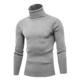 Cacharrel Blusa Tricot Lã Masculina Canelada Gola Alta Re765