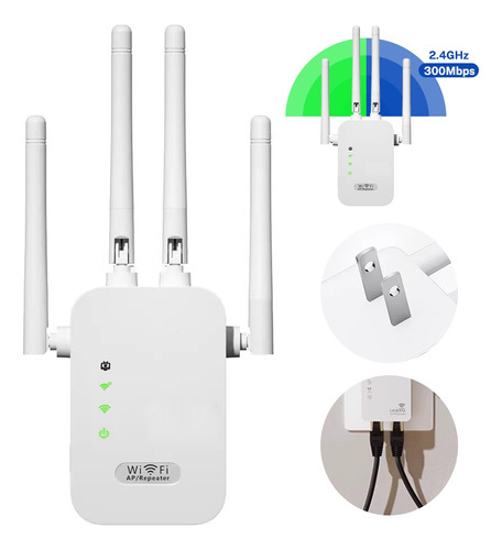 Repetidor / Router Wi-fi*, 2,4 Ghz (b/g/n), Hasta 300 M 
