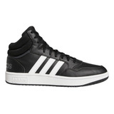 Tenis adidas Hoops 3.0 Mid Diseño Clásico Para Hombre Color Negro Diseño De La Tela Liso Talla 27.5