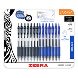 14 Bolígrafos De Tinta Gel Punto Mediano Sarasa Tinta Negra Y Azul Zebra.
