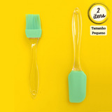 Kit Casa Cozinha Espátula E Pincel De Silicone Cabo Acrílico