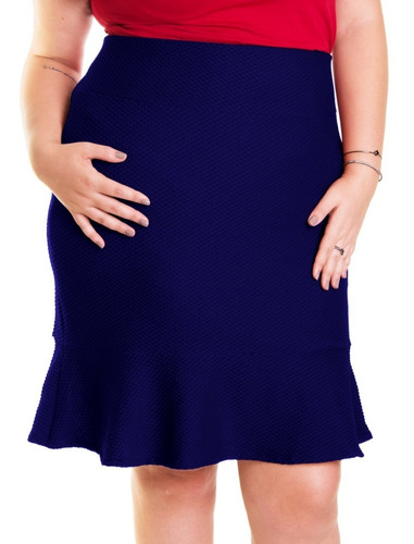 Roupa Feminina Saia Peplum Plus Size Com Babado Cós Alto +56