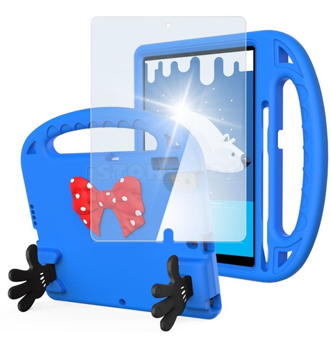 Mica + Funda Protector Uso Rudo Goma Foam Niños Para iPad