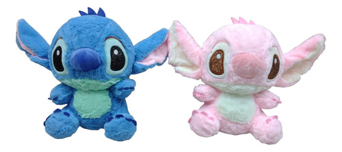 Peluche Stitch Y Ángel Peludos Con Ojos Brillantes X 1