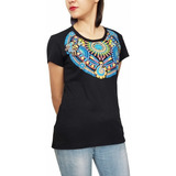 Playera Larva - Blusa Collar Huichol Hikuri Peyote