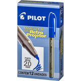 Caneta Retroprojetor Pilot 2.0 Ponta Média Azul C12