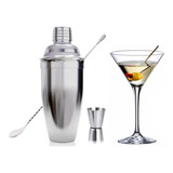 Set 3 Piezas Coctelera Barman Cuchara Jigger Medidor Acero 