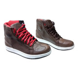 Zapatillas Bota Moto Cuero Urbana Waterproof Marron Mav